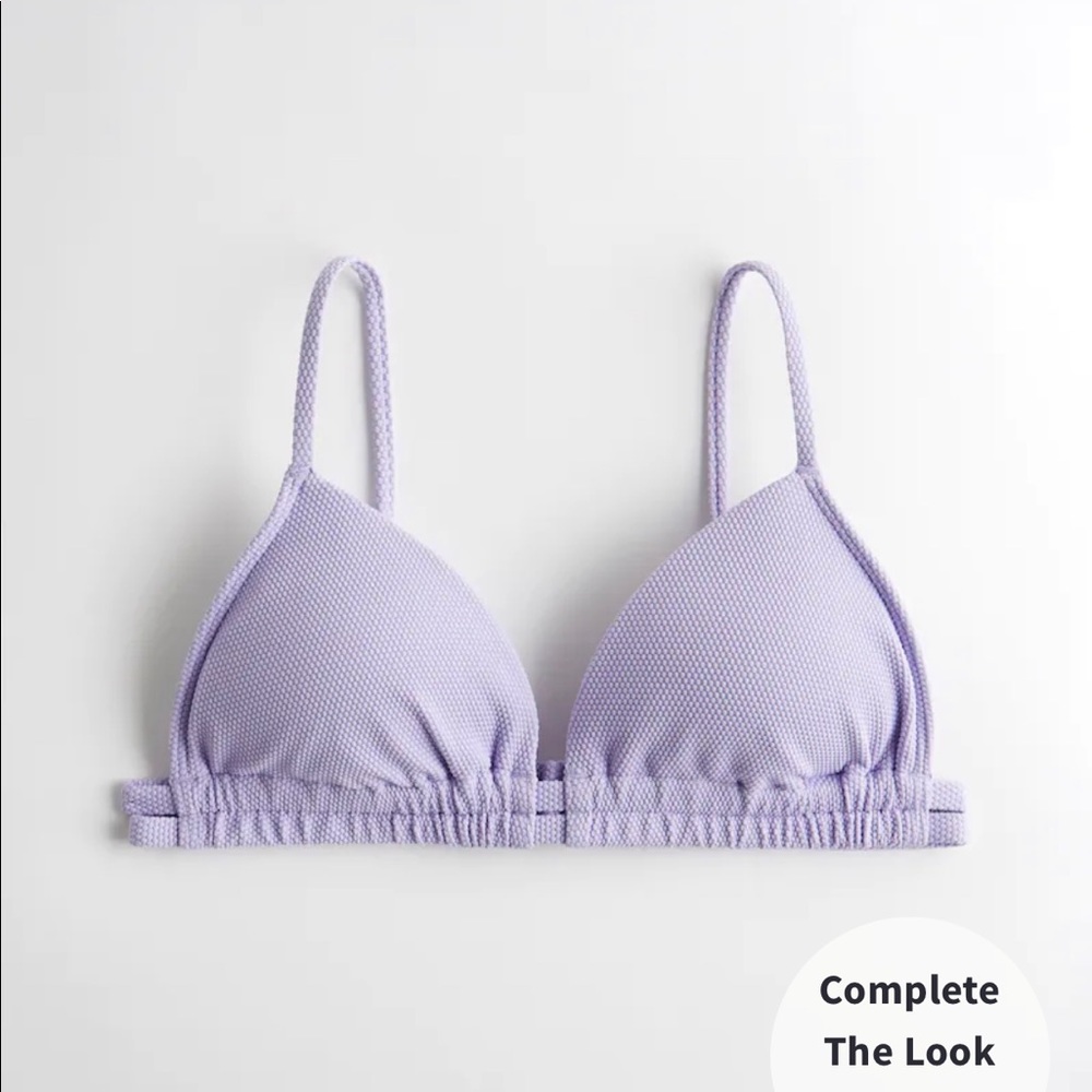 CINCHED PIQUE TRIANGLE BIKINI TOP